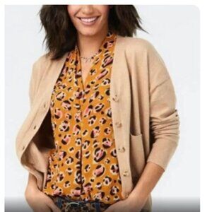 Cabi Womens Button-Down Cardigan Sweater Pockets size Small Tan 100% Cotton